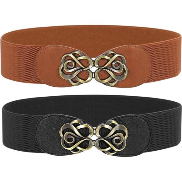 WERFORU Pack Wide Stretch Belts Vintage Thick Elastic Waist